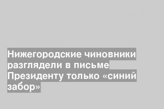 Нижегородские чиновники разглядели в письме Президенту только «синий забор»