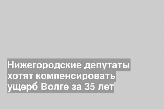 Нижегородские депутаты хотят компенсировать ущерб Волге за 35 лет