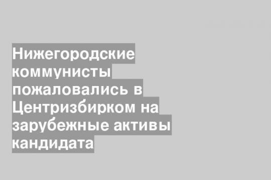 Нижегородские коммунисты пожаловались в Центризбирком на зарубежные активы кандидата