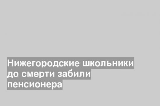 Нижегородские школьники до смерти забили пенсионера