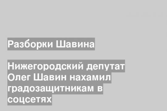 Нижегородский депутат Олег Шавин нахамил градозащитникам в соцсетях