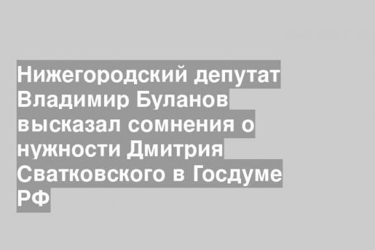Нижегородский депутат Владимир Буланов высказал сомнения о нужности Дмитрия Сватковского в Госдуме РФ
