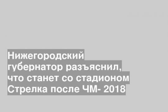 Нижегородский губернатор разъяснил, что станет со стадионом Стрелка после ЧМ- 2018