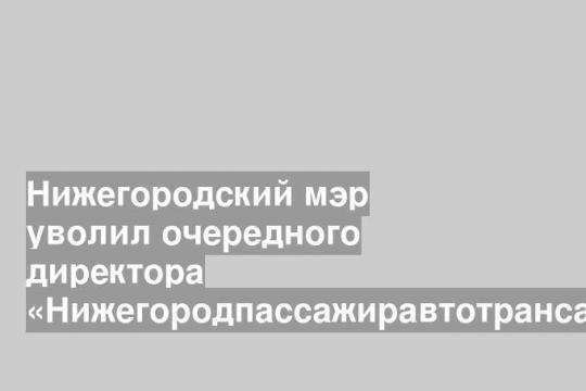 Нижегородский мэр уволил очередного директора «Нижегородпассажиравтотранса»