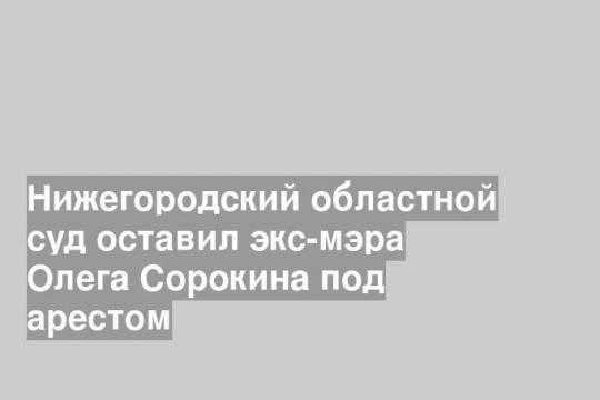 Нижегородский областной суд оставил экс-мэра Олега Сорокина под арестом