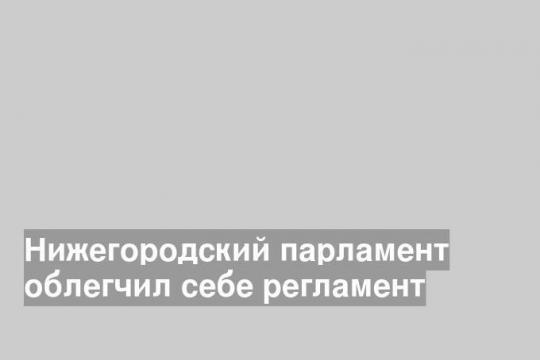Нижегородский парламент облегчил себе регламент