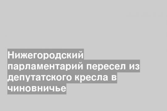 Нижегородский парламентарий пересел из депутатского кресла в чиновничье