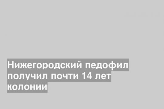 Нижегородский педофил получил почти 14 лет колонии