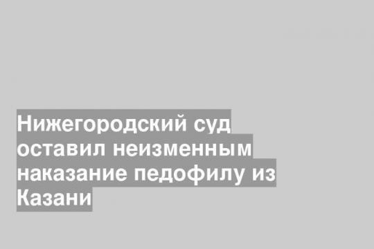 Нижегородский суд оставил неизменным наказание педофилу из Казани