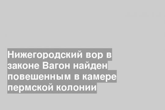 Нижегородский вор в законе Вагон найден повешенным в камере пермской колонии