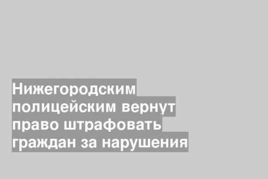 Нижегородским полицейским вернут право штрафовать граждан за нарушения
