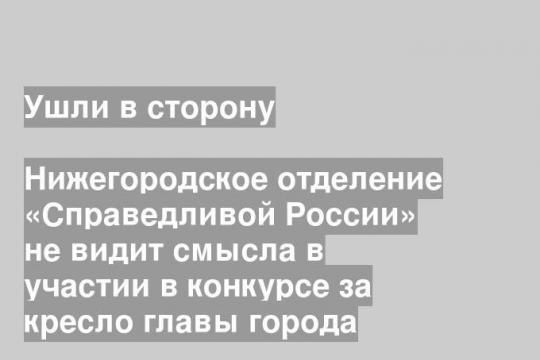 Нижегородское отделение «Справедливой России» не видит смысла в участии в конкурсе за кресло главы города