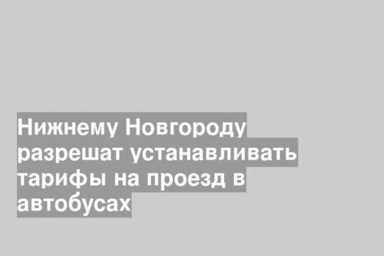 Нижнему Новгороду разрешат устанавливать тарифы на проезд в автобусах