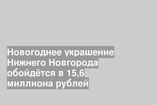 Новогоднее украшение Нижнего Новгорода обойдётся в 15,6 миллиона рублей