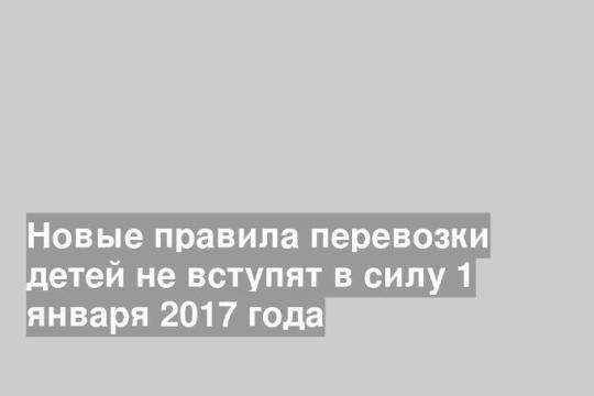 Новые правила перевозки детей не вступят в силу 1 января 2017 года