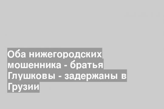 Оба нижегородских мошенника - братья Глушковы - задержаны в Грузии