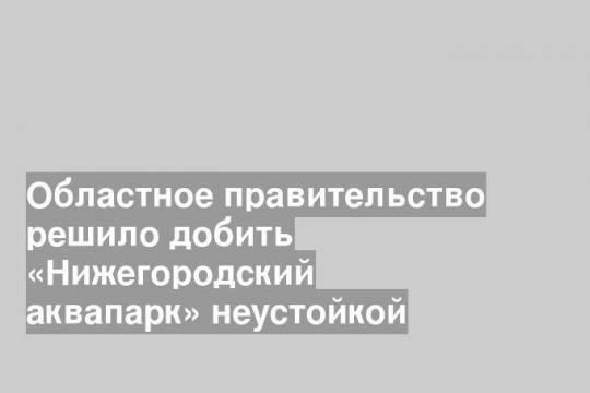 Областное правительство решило добить «Нижегородский аквапарк» неустойкой