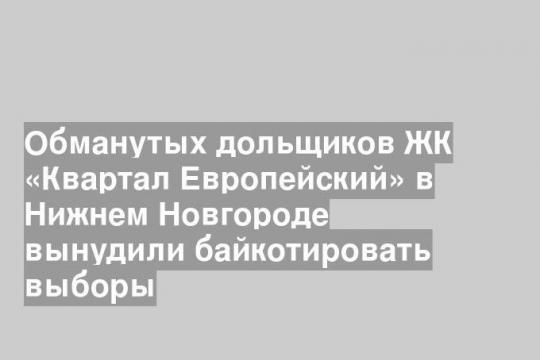 Обманутых дольщиков ЖК «Квартал Европейский» в Нижнем Новгороде вынудили байкотировать выборы