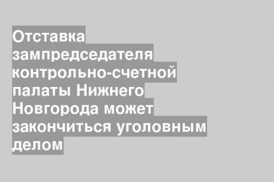 Отставка зампредседателя контрольно-счетной палаты Нижнего Новгорода может закончиться уголовным делом