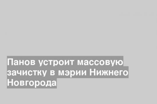 Панов устроит массовую зачистку в мэрии Нижнего Новгорода