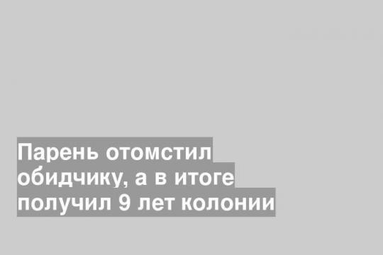 Парень отомстил обидчику, а в итоге получил 9 лет колонии