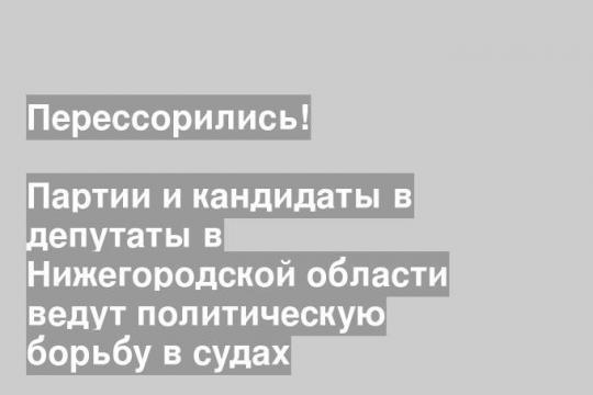 Партии и кандидаты в депутаты в Нижегородской области ведут политическую борьбу в судах