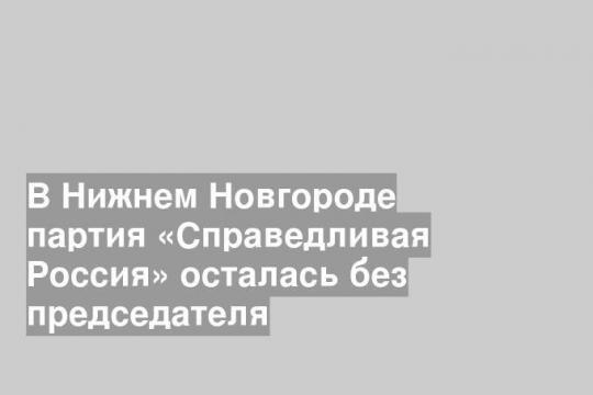 В Нижнем Новгороде партия «Справедливая Россия» осталась без председателя