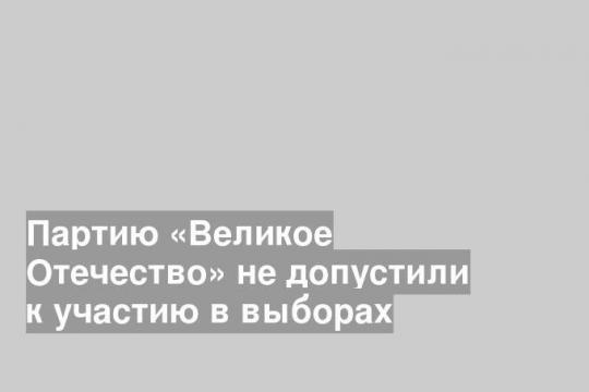 Партию «Великое Отечество» не допустили к участию в выборах