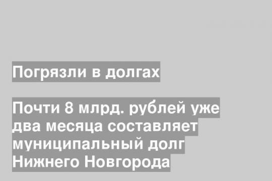 Почти 8 млрд. рублей уже два месяца составляет муниципальный долг Нижнего Новгорода
