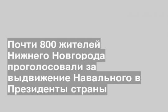 Почти 800 жителей Нижнего Новгорода проголосовали за выдвижение Навального в Президенты страны