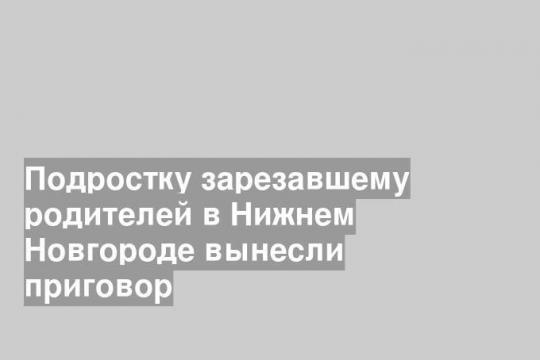 Подростку зарезавшему родителей в Нижнем Новгороде вынесли приговор