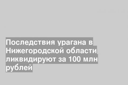 Последствия урагана в Нижегородской области ликвидируют за 100 млн рублей
