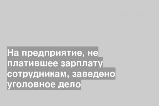 На предприятие, не платившее зарплату сотрудникам, заведено уголовное дело