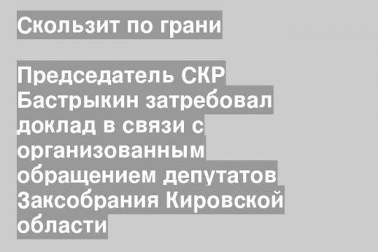 Председатель СКР Бастрыкин затребовал доклад в связи с организованным обращением депутатов Заксобрания Кировской области