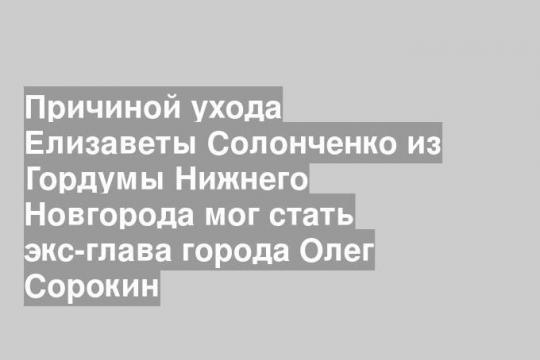 Причиной ухода Елизаветы Солонченко из Гордумы Нижнего Новгорода мог стать экс-глава города Олег Сорокин