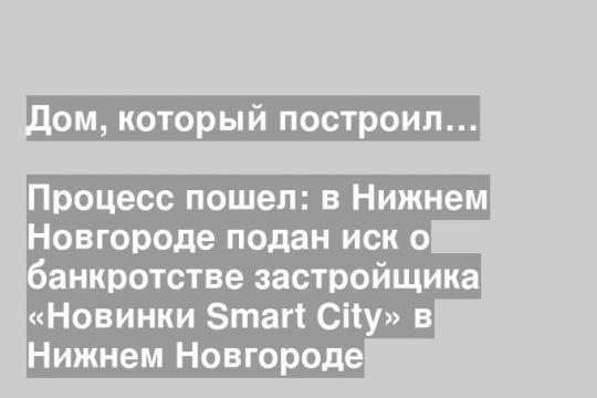 Процесс пошел: в Нижнем Новгороде подан иск о банкротстве застройщика «Новинки Smart City» в Нижнем Новгороде