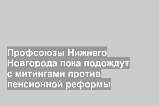 Профсоюзы Нижнего Новгорода пока подождут с митингами против пенсионной реформы