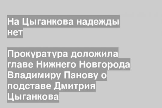 Прокуратура доложила главе Нижнего Новгорода Владимиру Панову о подставе Дмитрия Цыганкова