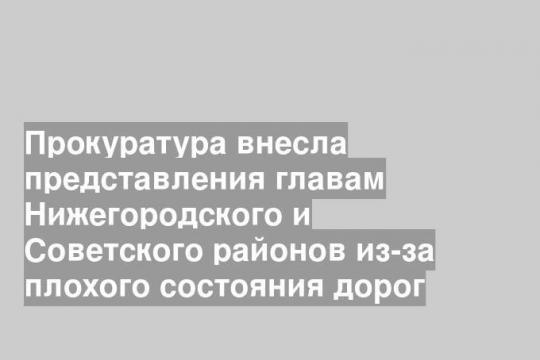 Прокуратура внесла представления главам Нижегородского и Советского районов из-за плохого состояния дорог