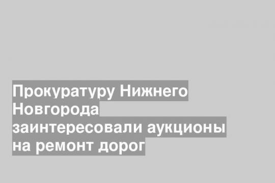 Прокуратуру Нижнего Новгорода заинтересовали аукционы на ремонт дорог