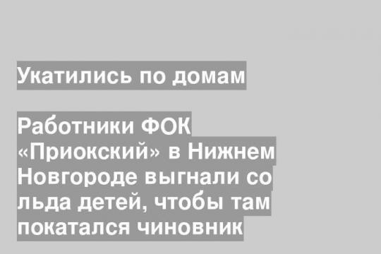 Работники ФОК «Приокский» в Нижнем Новгороде выгнали со льда детей, чтобы там покатался чиновник