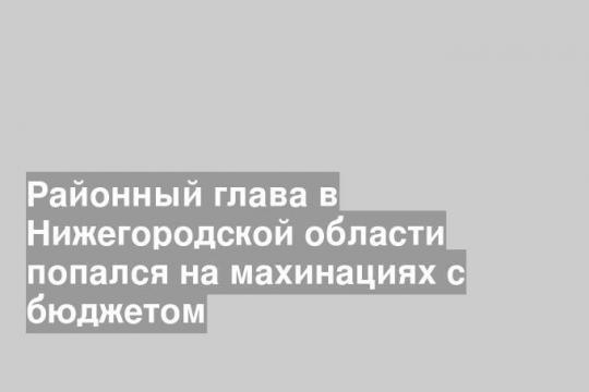 Районный глава в Нижегородской области попался на махинациях с бюджетом