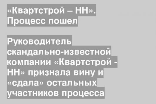 Руководитель скандально-известной компании «Квартстрой - НН» признала вину и «сдала» остальных участников процесса