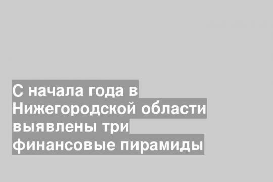 С начала года в Нижегородской области выявлены три финансовые пирамиды