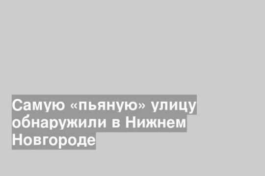Самую «пьяную» улицу обнаружили в Нижнем Новгороде