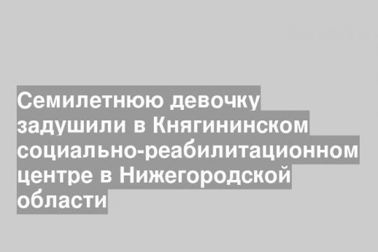 Семилетнюю девочку задушили в Княгининском социально-реабилитационном центре в Нижегородской области