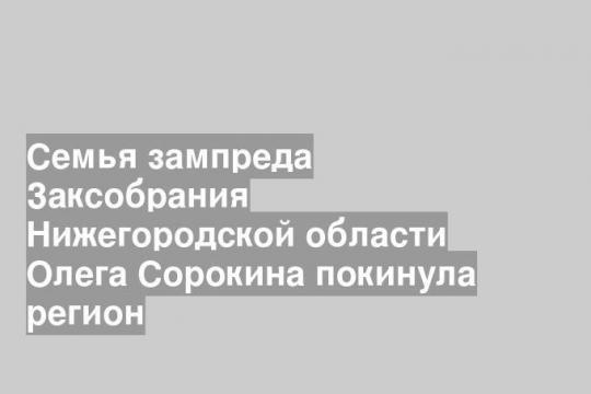 Семья зампреда Заксобрания Нижегородской области Олега Сорокина покинула регион