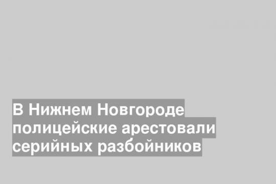 В Нижнем Новгороде полицейские арестовали серийных разбойников