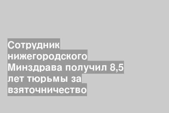 Сотрудник нижегородского Минздрава получил 8,5 лет тюрьмы за взяточничество