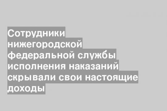 Сотрудники нижегородской федеральной службы исполнения наказаний скрывали свои настоящие доходы